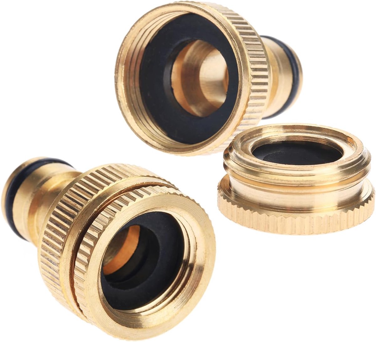 2 Stks Slang Tap Messing Tuin Slang Tap 1/2 en 0.75 "Fitting voor Tuinieren | Universele 2 in 1 Tuinkraan Snelle Adapter, Tuinslang Connectoren Watering Irrigatiesysteem, Wasmachine