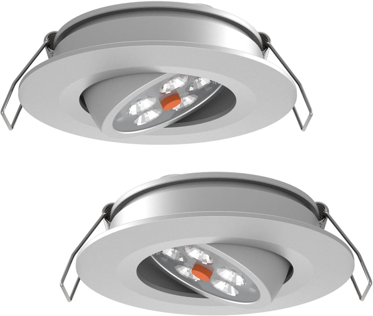 acegoo 12V LED inbouwlamp plafondlamp 2W spot Ingebouwde dimmer schakelaar en rood licht 70° draaibare 35° stralingshoek voor camper boot caravan keuken badkamer, aluminium 205lm (Zilver 3000K)