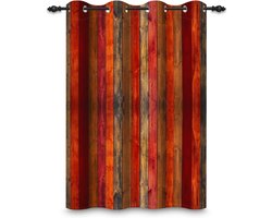 Rustiek Houten Paneel Oogjesgordijn 135 x 175 cm - Retro Washed Kleurrijk Boerderij Muur Verduisterende Gordijnen voor Slaapkamer en Woonkam