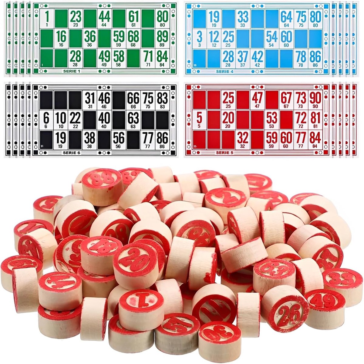 138-delige klassieke Tombola-set, 90 speelchips + 48 Tombola mappen