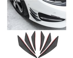 6 Stuks Universele Auto Voorbumper Lip Splitter, Vin Spoiler Canards Refit, Windmeter Sierlijsten Voorste Balk Universeel (Koolstofpatroon)
