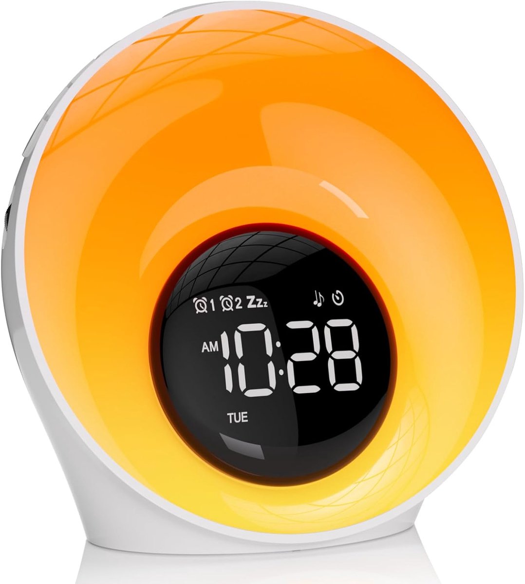lichtwekker, zonsopgang, digitale wekker, nachtlampje, dimbaar, met dubbel alarm en snooze, witte geluidsmachine met 30 slaapmuziek, 16 helderheidsniveaus, 14 kleuren licht