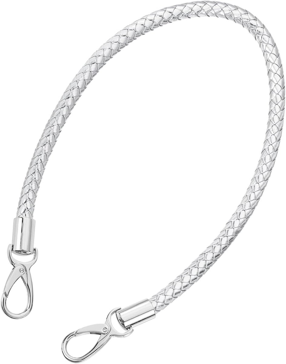 Handgrepen, tashandgrepen voor haaktassen, 60 cm, korte tasriem, PU vervangende handgrepen, leren riem voor tassen, handtassen (zilveren riem + zilveren sluiting)