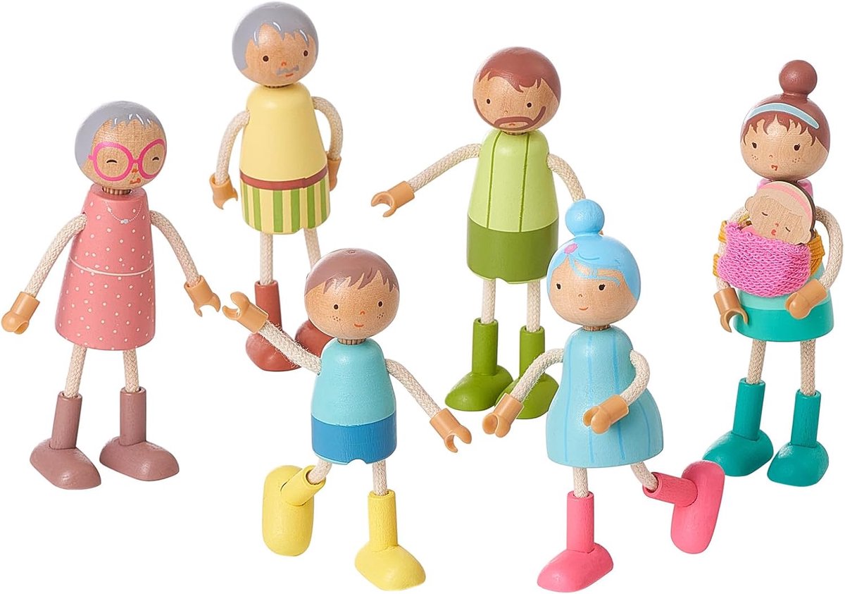 bean Buigpoppen poppenhuis poppen 7 personen poppenfamilie voor poppenhuis