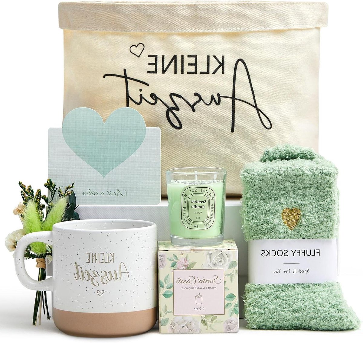 Wellness Cadeauset Vrouwen - Ontspanningspakket Vriendin - Zelfzorg Thuis - Koraalfleece Sokken - 19.99 x 14.2 x 11.99 cm - Groen
