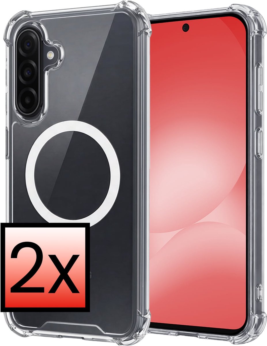 Hoesje - 2 Stuks - Geschikt voor Samsung Galaxy A56 - Magsafe Compatible - Sterk & Shockproof - Back Cover - Shock Proof Case - Telefoon Hoes - Transparant
