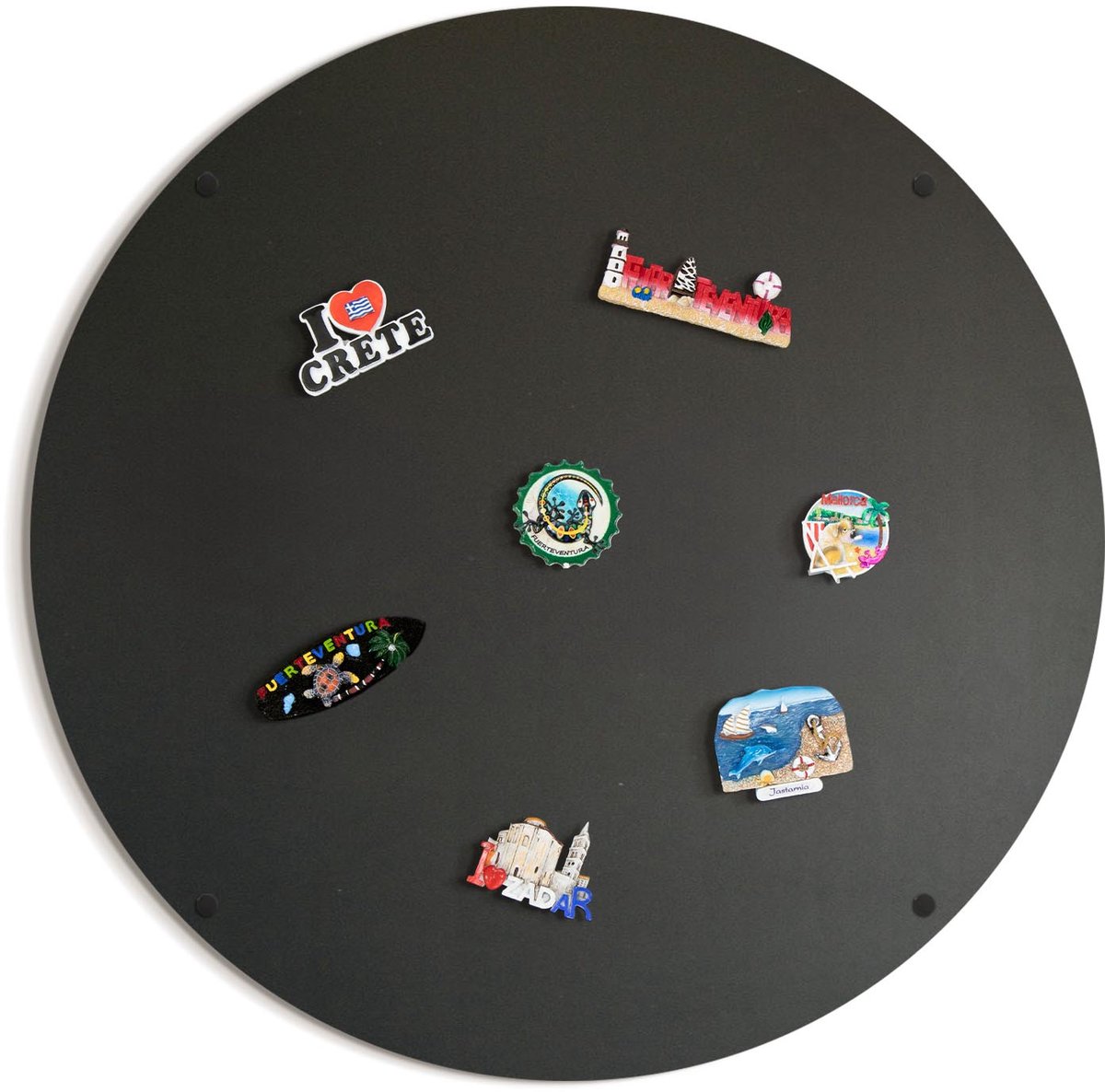 Tulup Whitebord - Kleur Zwart Rond Magneetbord - 70 cm - Magnetische borden voor reismagneten - Rond metalen magneetborden met lijst - Memobord Keuken - Memo Bord