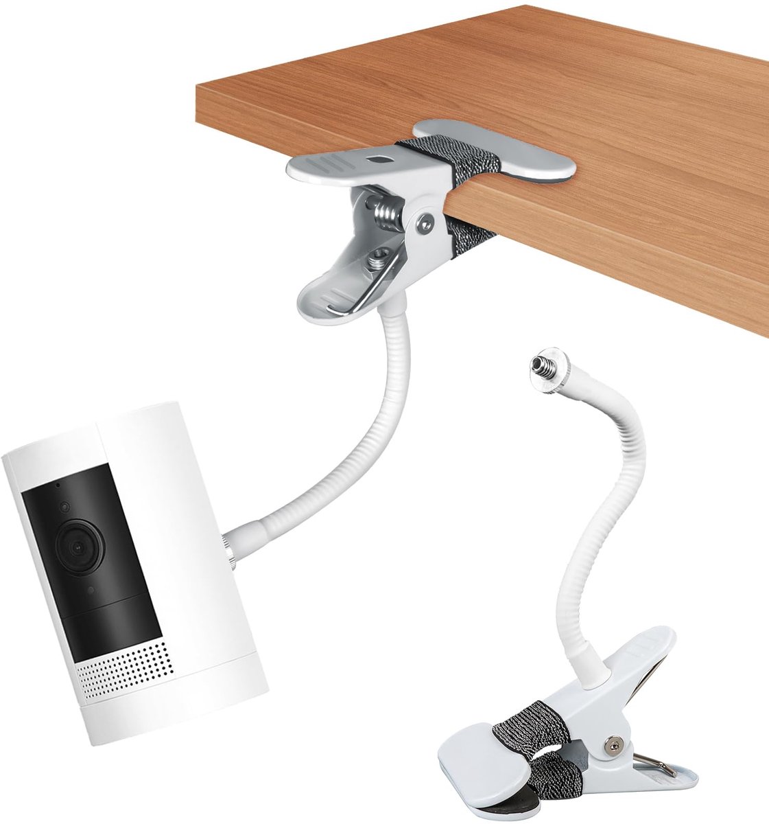 SnelShoppen - Klembevestiging voor Ring Outdoor Camera, Schroefloze Flexibele Goot Mount voor Ring Spotlight Cam, Arlo/EufyCam Camera met 1/4 Schroef
