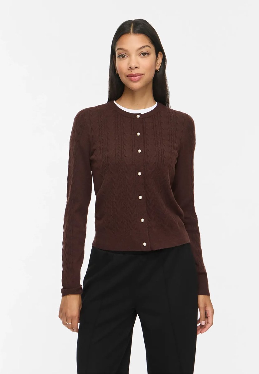 Vila Vest Vikerry Cable L/s Knit Cardigan-noo 14115309 Coffee Bean Dames Maat - M