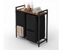 Danky - Multifunctionele wasmand 97L 2‑vaks met afneembare tassen en bovenopbergplank