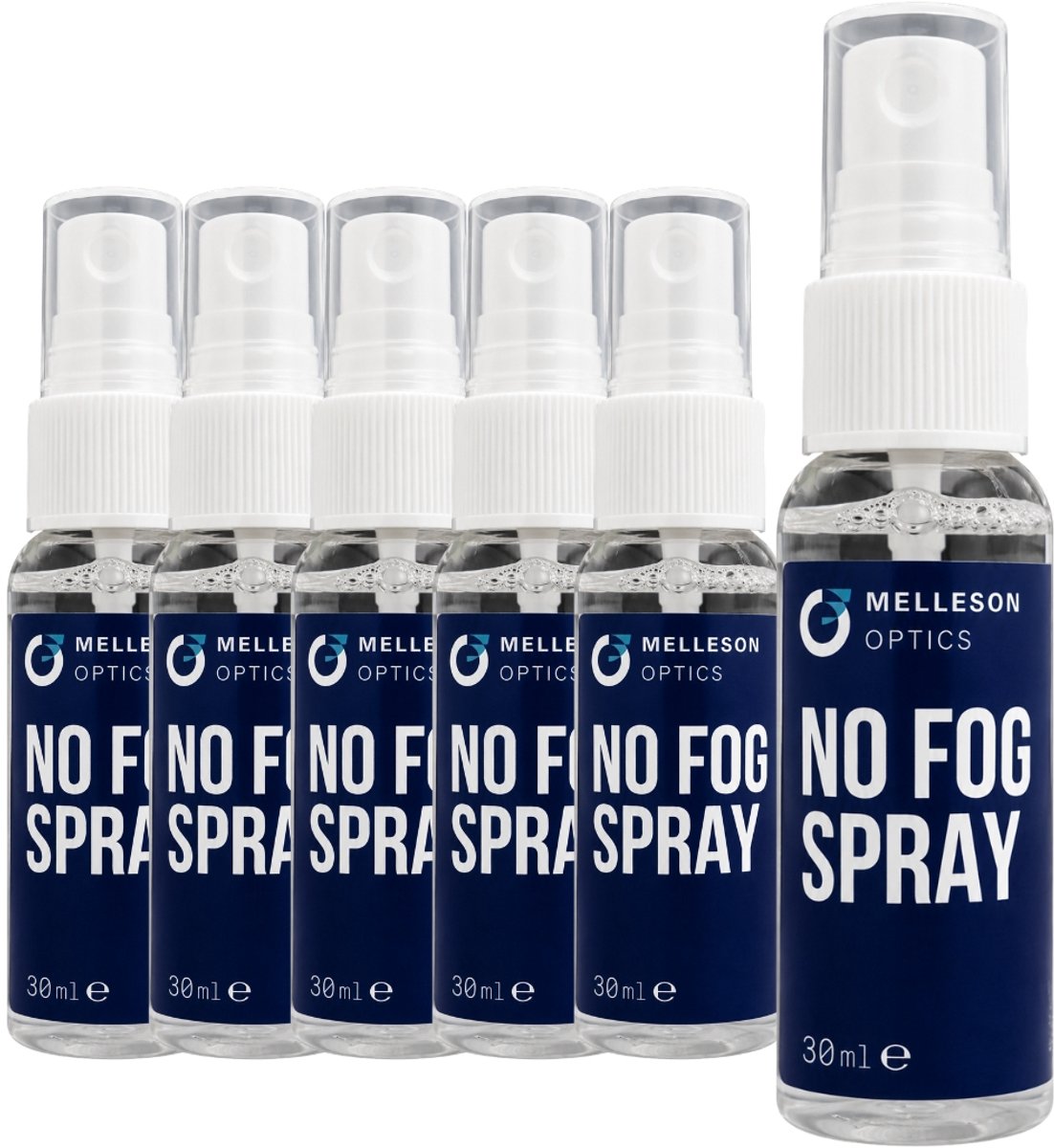 Melleson Optics - Anti-Condens Brilspray 6 x 30 ml - voor Brillenglazen van Plastic en Glas - Alcoholvrij - Veilig voor Anti-Reflecterende Coatings