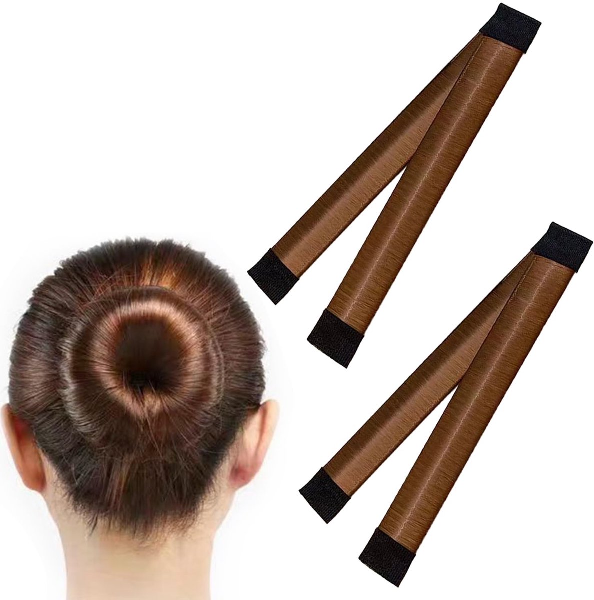 2x Knot maker - Magic bun maker - Haar knot maken - Haaraccessoire - Perfecte knot - Haarstyling tool - Bun maker - Hair bun tool - Haar hulpstukje - 2 stuks - Koffiekleur - Jonyx