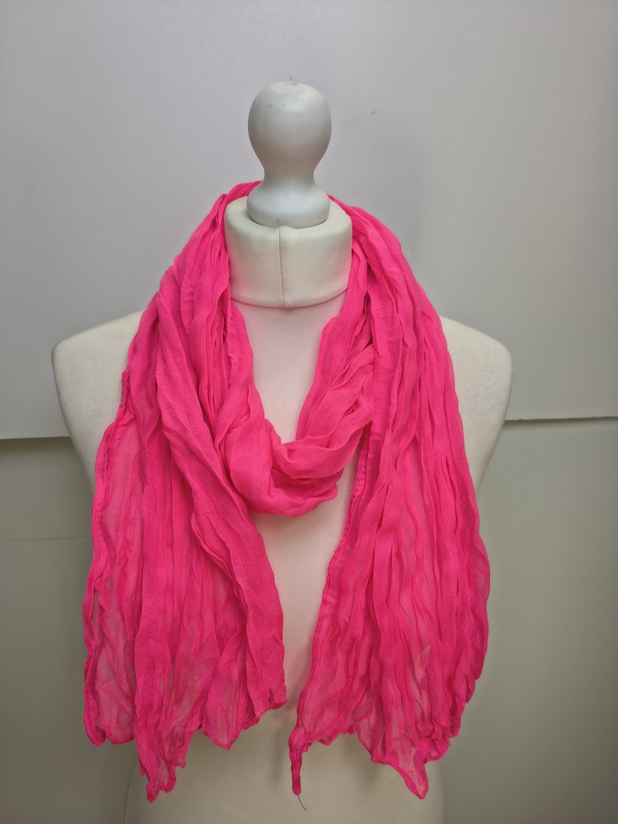 Lange dames sjaal Ina-effen fuchsia donker roze hardroze