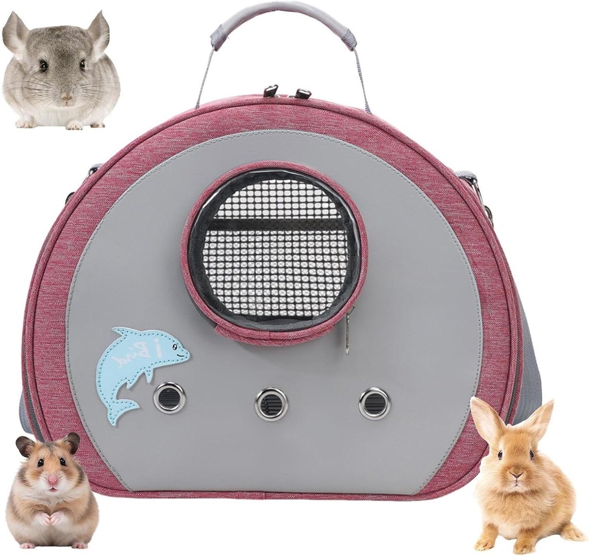 Transporttas Kleine Huisdieren - Reistas Huisdier - Veilig Vervoer - Ademende Mesh Panelen - 38x30x4 cm - Roze