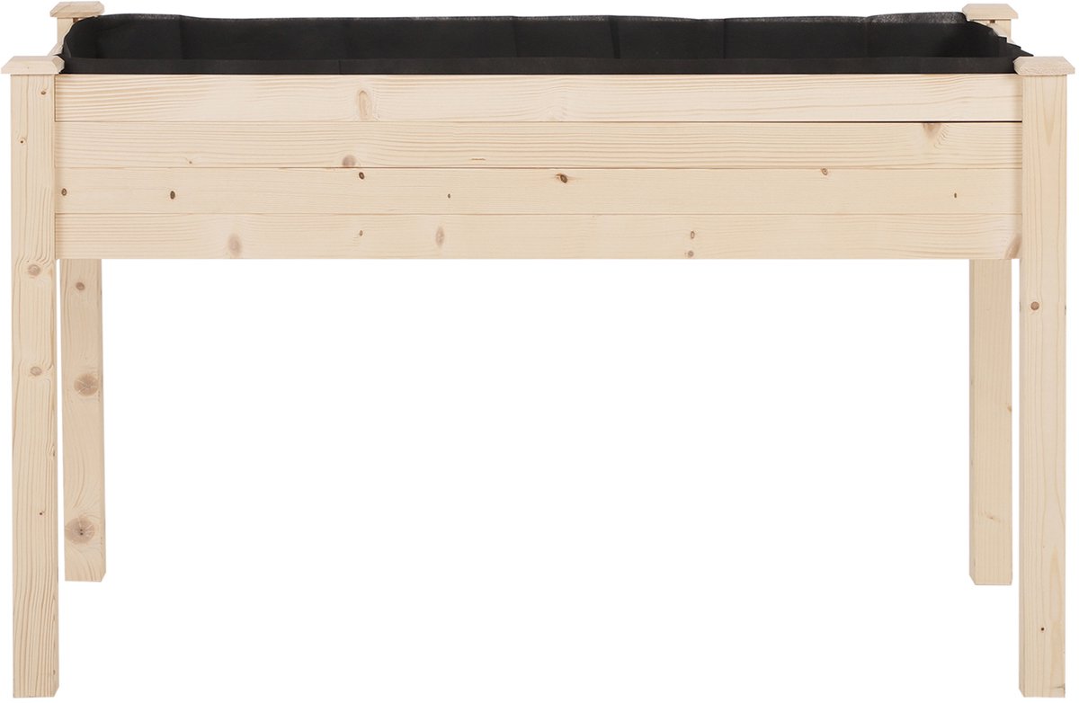 Plantenbak op poten, 122L x 56L x 76H cm, Inbegrepen irrigatie plug + drainage felt, inclusief massief hout