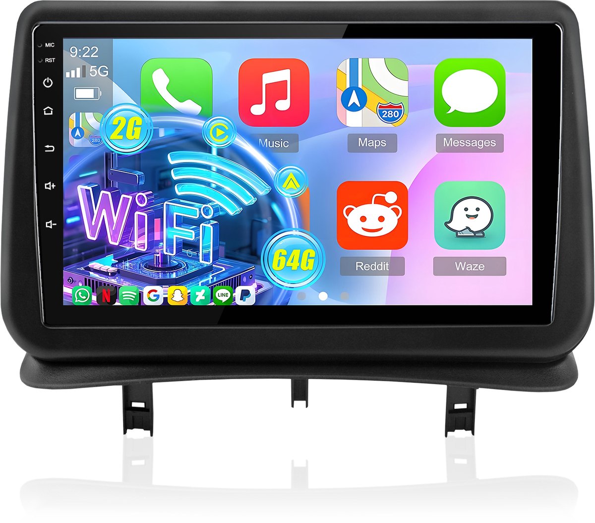 Cestovet Autoradio - Geschikt voor Renault Clio 3 (2005-2014) Accessoires - Android 15 - Draadloos CarPlay & Android Auto - Bluetooth - 9 Inch IPS Touchscreen - Navigatiesysteem - 2GB+64GB - DSP , RDS , SWC , WiFi