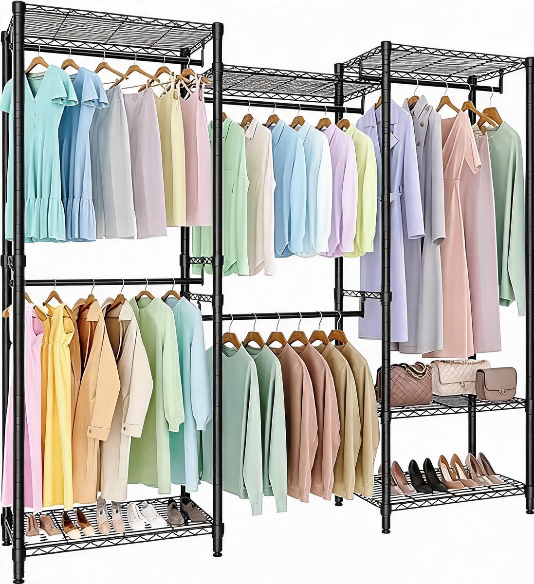 Triumpunpre Kledingrekken - 180x40x194 cm - 650KG - 5 Hangstangen - Verstelbare planken voor ruime thuisopslag