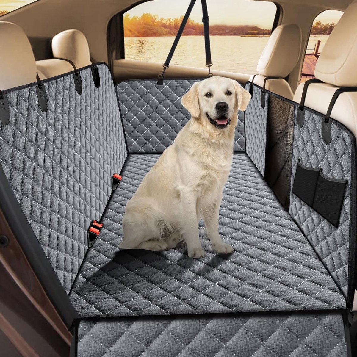 SnelShoppen - Honden Deken voor Achterbank, Auto Deken voor Honden met Zijbescherming en Kijkvenster, Waterdicht, Krabbestendig, Achterbank Deken voor