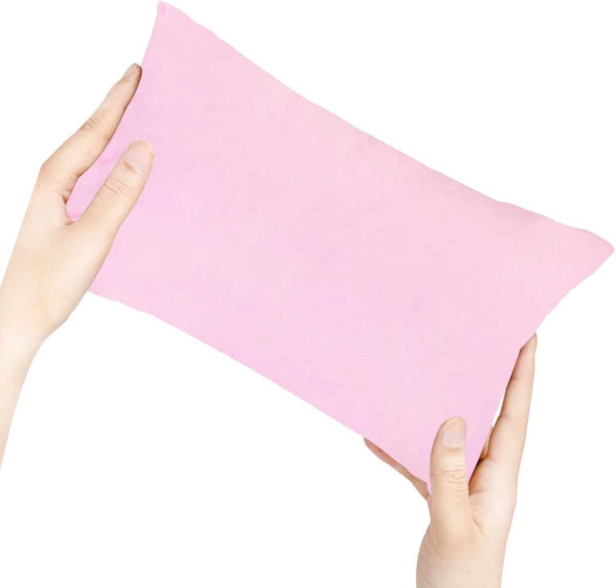 Kleine Kussen in Effen Kleur voor Peuters, Kinderen en Huisdieren - Perfect voor Auto, Sofa en Reizen (Roze)