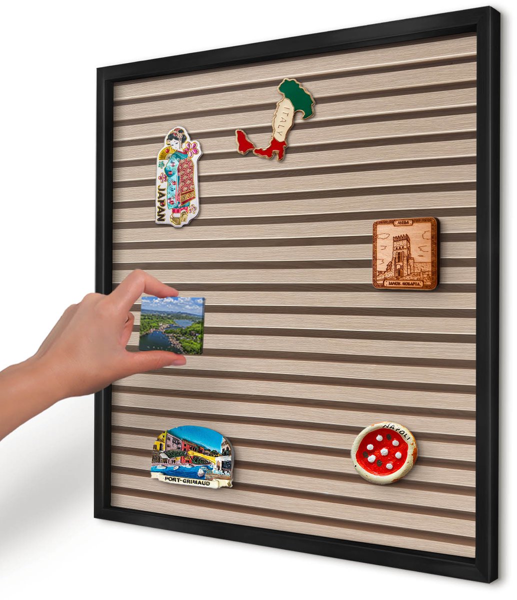 Artprintcave Beige Magneetbord mit Zwart Frame - 50x50 cm - Rustige Structuur Magneet Bord mit Frame - Minimalist Magnetisch Bord - Texturen