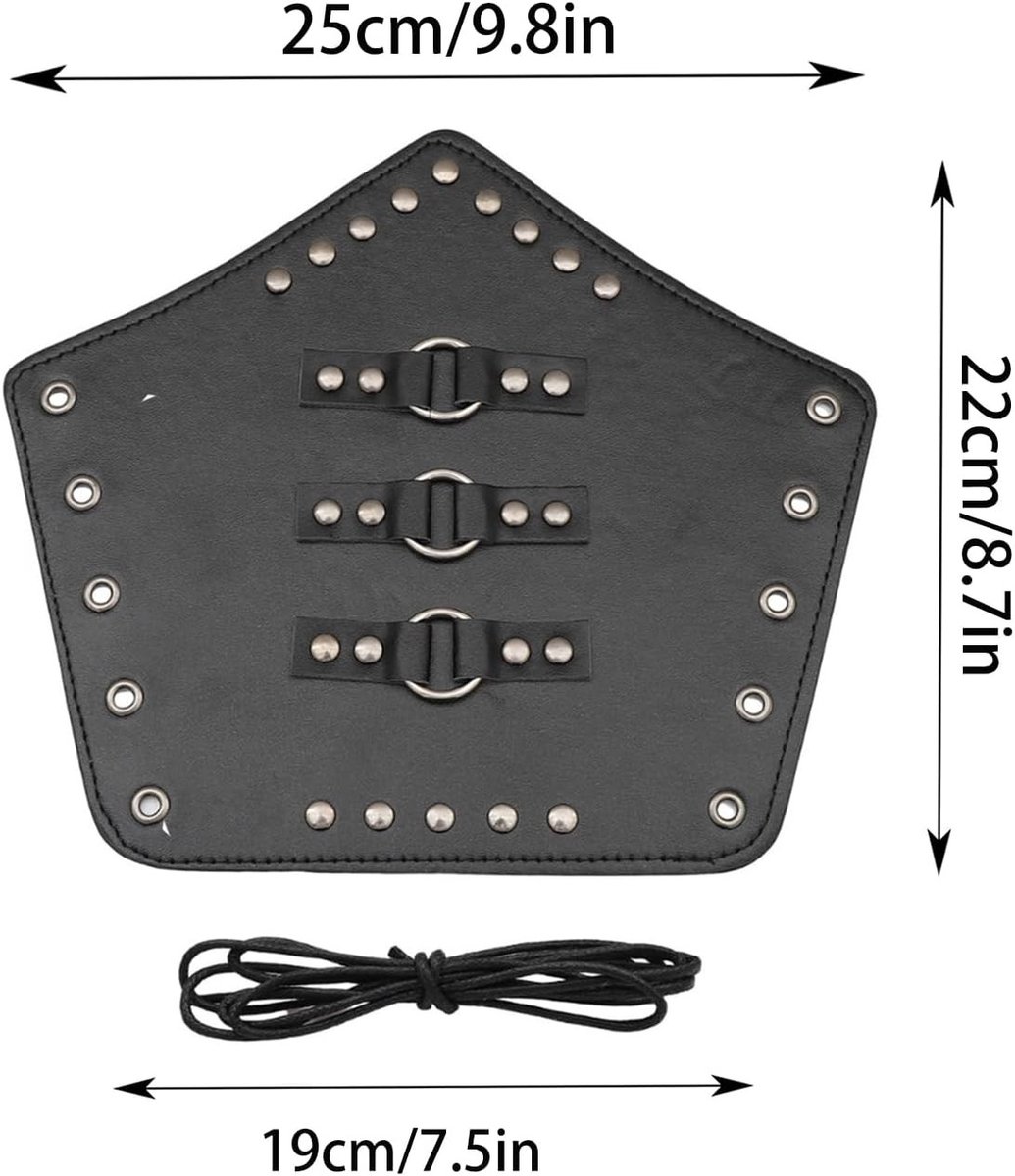 Handgemaakte Leren Arm Beschermers - 2 Stuks Vintage Bescherming voor Boogschieten en Sportactiviteiten, Kunstleer, Zwart, 25cm x 22cm