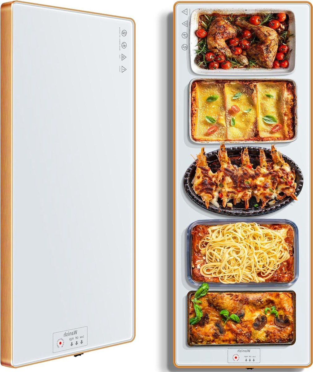 Elektrische Warmhoudbak - Voedselwarmer Mat - Buffet Serveren - Volledige Oppervlakteverwarming - 102 x 30 cm - Wit
