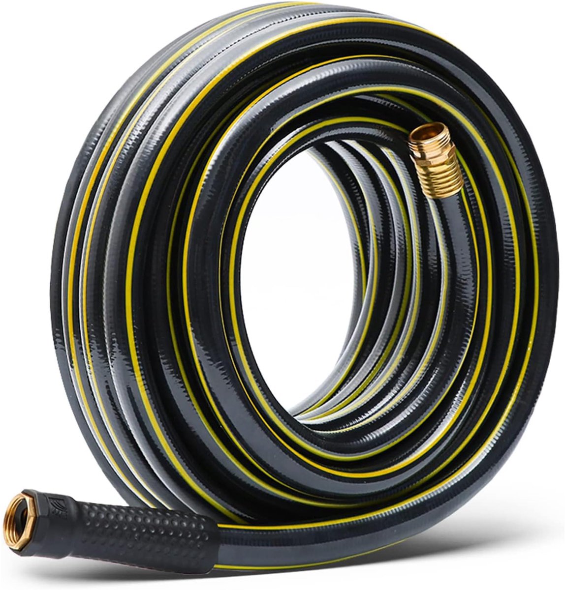 SnelShoppen - Tuinslang 3/4" x 25 ft Zwart - Geen Knik, Heavy Duty, Hoge Waterdruk, Messing Fittingen, Lekvrij, Voor Tuin en Buiten - 12 Jaar Garantie