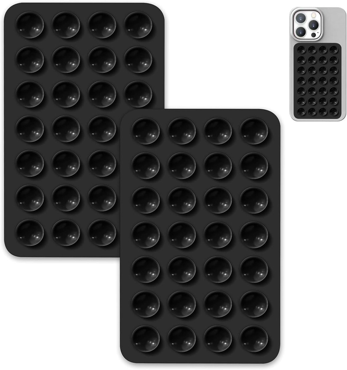 28 zuignappen siliconen zuignap telefoonhoeshouder, handsfree sterke grip houder voor selfies en video's, antislip kleverige telefoongreep voor alle smartphones (zwart)
