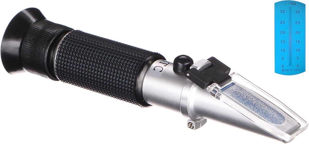 refractometer voor fruitconcentraten AT 32 | 0-32% Brix | handrefractometer voor suikersiroop, vruchtenjam, melasse, vruchtensappen | ATC-refractometer | automatische temperatuurcompensatie