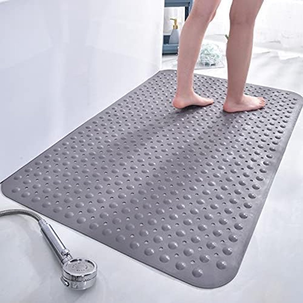Douchematten voor binnendouche| Douchemat antislip anti schimmel | Rubberen douchemat, voor ouderen, zwangere vrouwen en kinderen Grote douchema (grijs, 80 * 120cm)