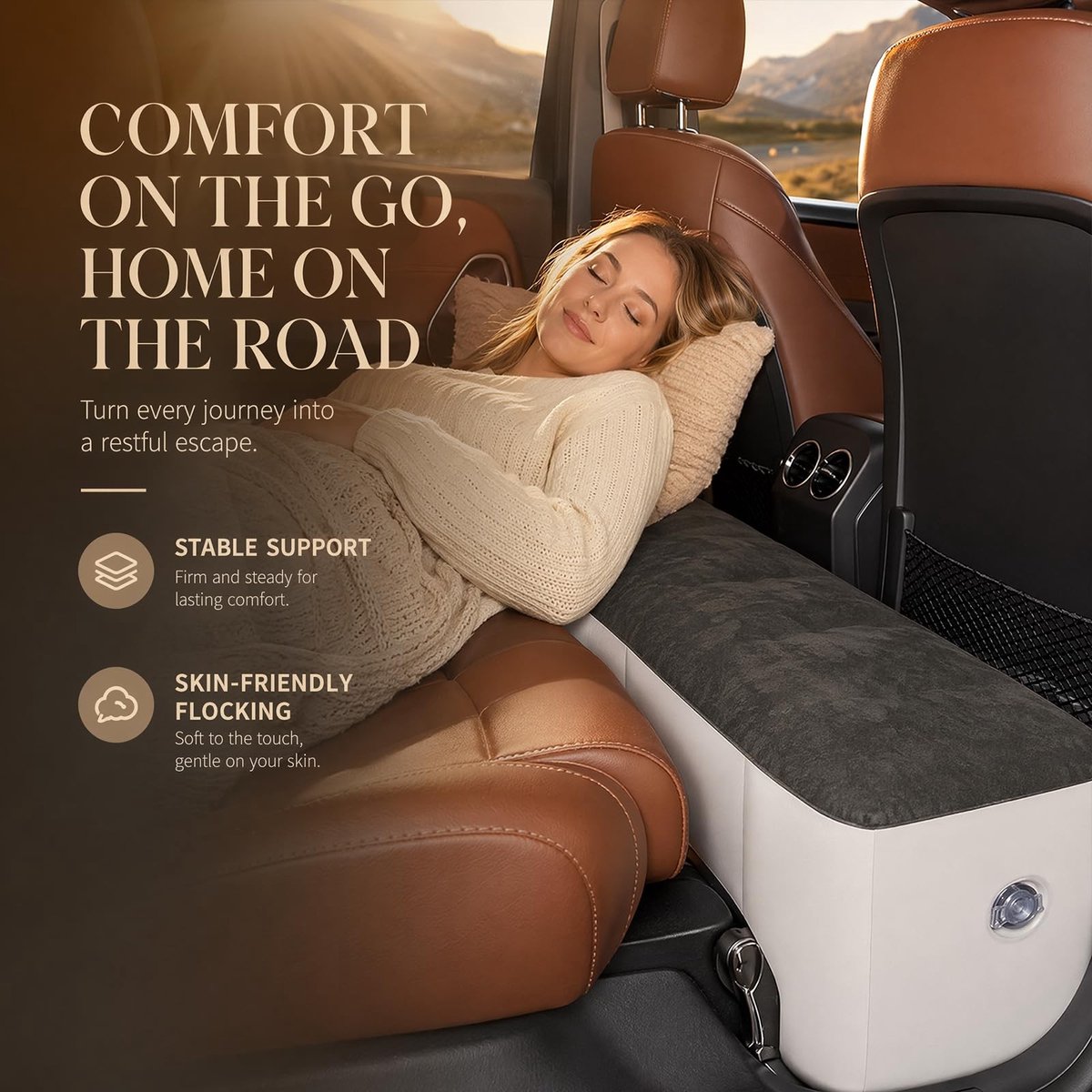 Omgoods - Inflatable Car Air Mattress 130 x 35 cm voor Auto
