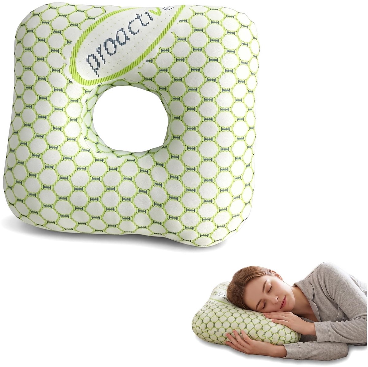Omgoods - Ergonomisch Piercingkussen met Gat - Comfortabel Slaapkussen voor Zijslaap