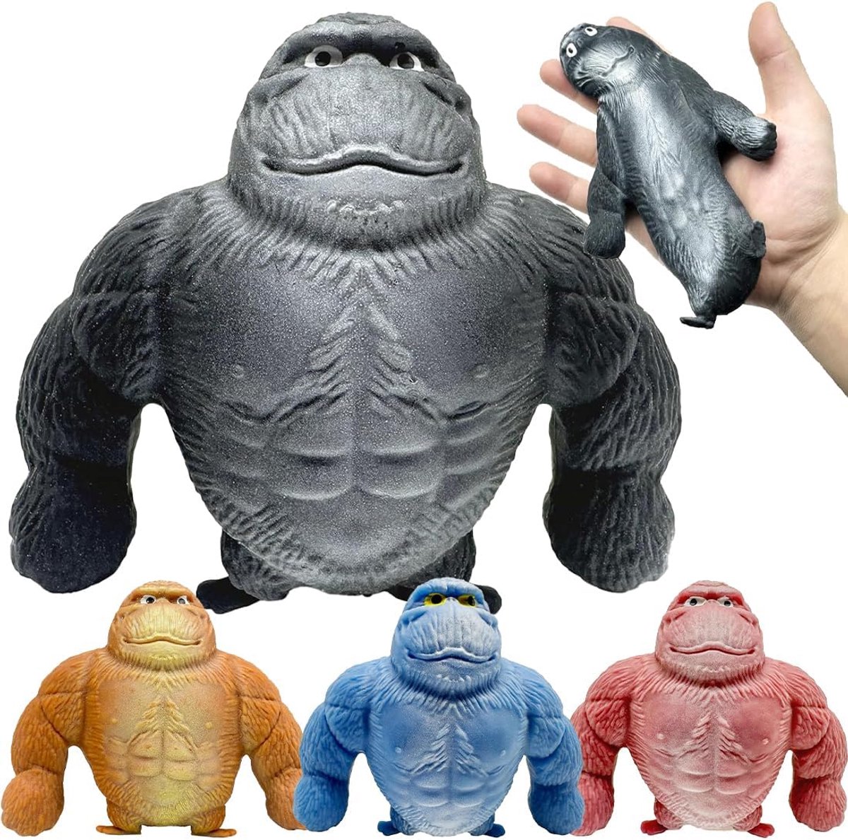 Stressverminderend Speelgoed, Gorilla Stress Toy, grappig Monkey Toy, gorilla-stress speelgoed, latex Monkey Toys, anti-extrusie, geschikt voor vrije tijd, Zwart of bruin (willekeurig)