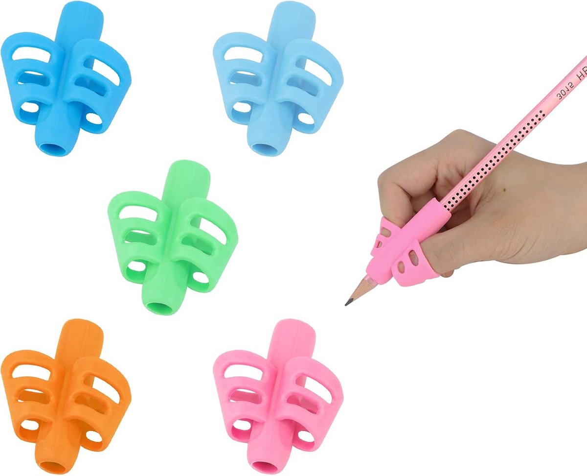 5 stuks schrijfhulp voor kinderen, Pencil Grips for Kids, potloodgrepen in siliconen, houdingscorrectie gereedschap voor potloden (5)