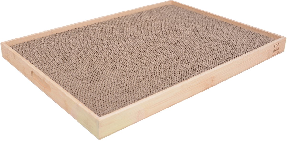 UNUS® Krabplank met houten frame – Krabkarton voor katten bamboe 60x42cm