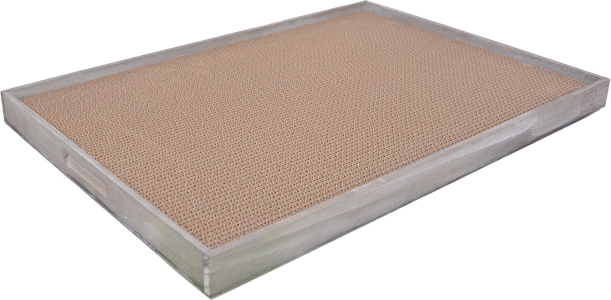 UNUS® Krabplank met houten frame – Krabkarton voor katten grijs 60x42cm