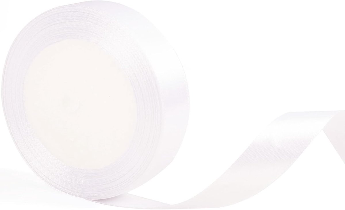 20 mm breed wit lint voor cadeauverpakking 22 meter, wit lint, lint voor cadeauverpakking, kersttaarten, haaraccessoires, boeketten, bloemisten, knutselwerkjes, bruiloften, autoversieringen