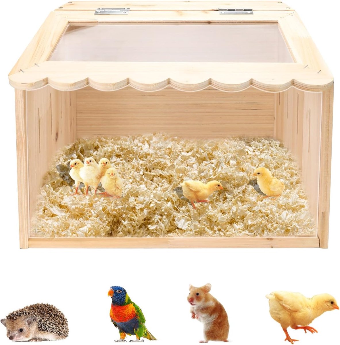 groot formaat, 40 x 30 cm x 30 cm, houten broeddoos voor kuikens, dierenren met deksel voor kippen voor kuikens, hamsters, schildpadden, reptielen