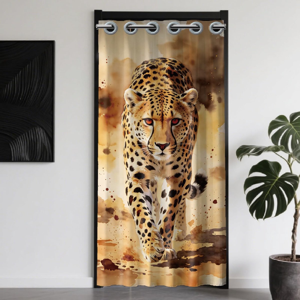 Omgoods - Deurgordijn met Luipaardpatroon 100 x 200 cm - Lichtfilterend voor Slaapkamer en Woonkamer