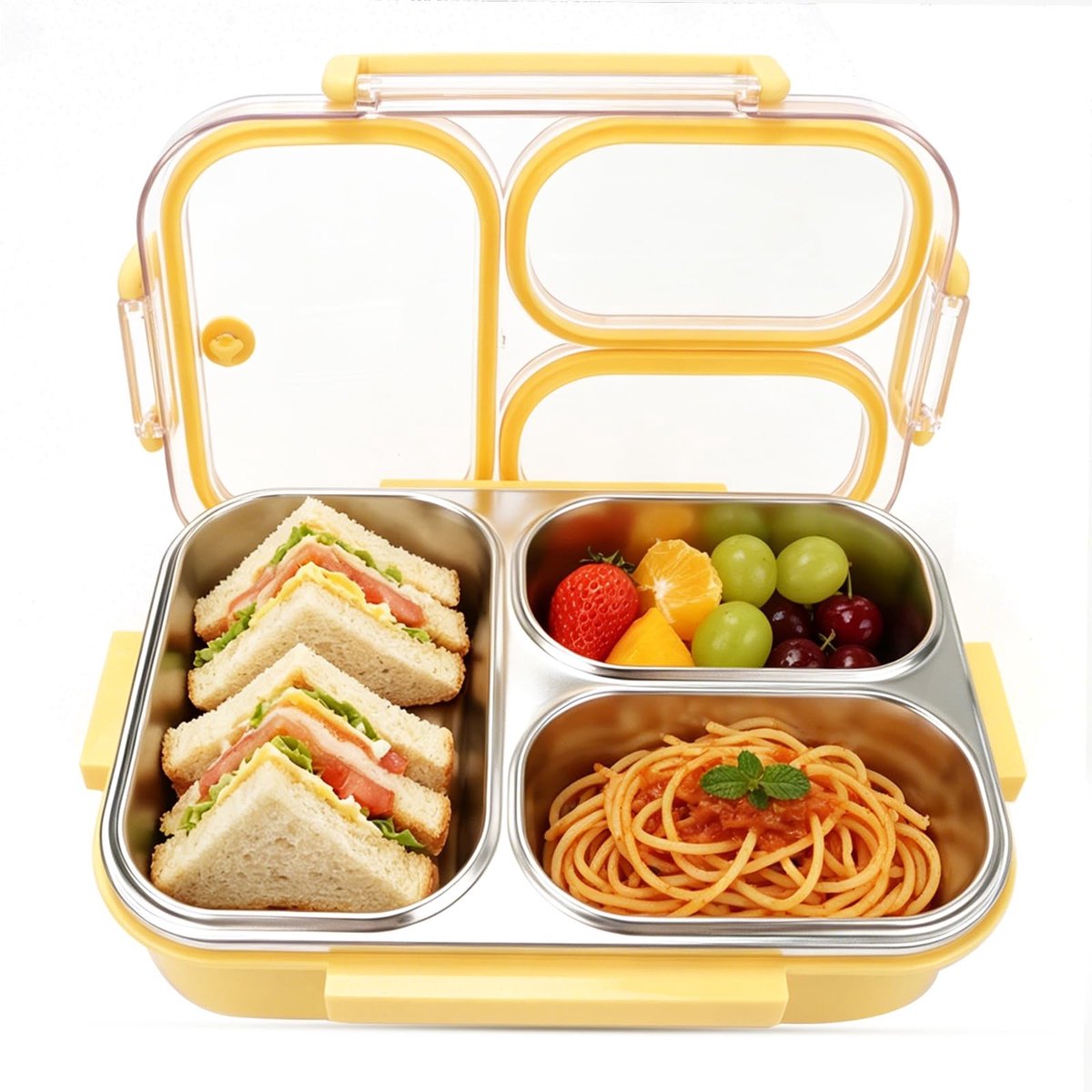 Omgoods - Roestvrijstalen Lunchbox met 3 Compartimenten - 1000 ML Lekvrije Bento Box