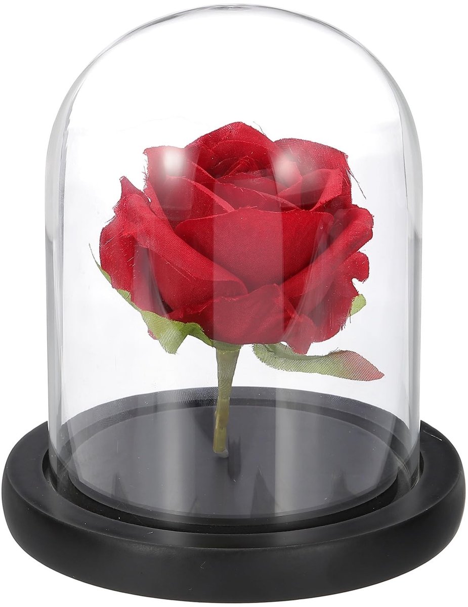 Omgoods - Presentation Dome Glass Clock - Decoratieve Glazen Klok met Houten Basis