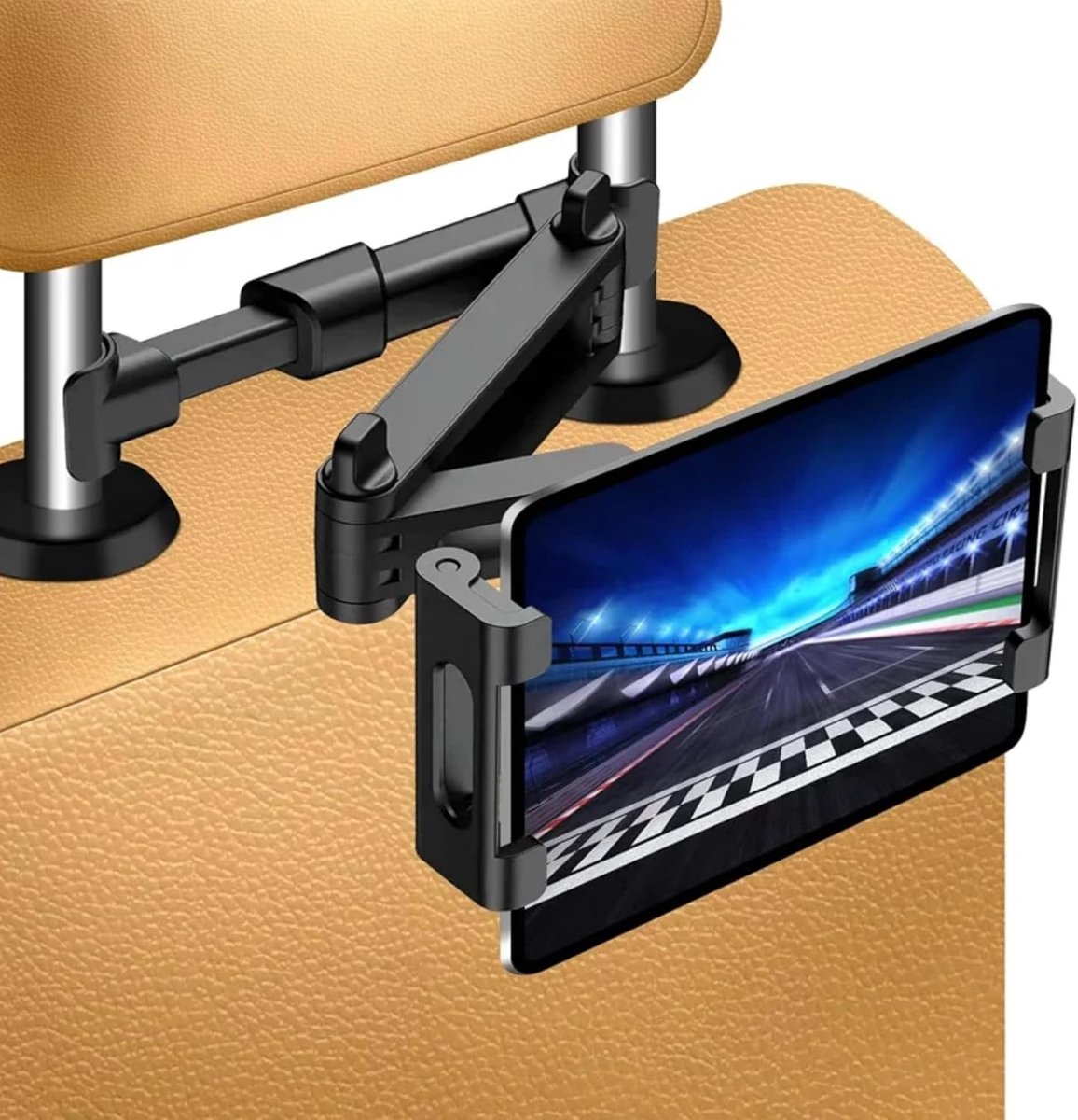 Tablethouder voor in de Auto, Universele Houder voor Tablet en Smartphone - 4,4 tot 11 Inch, Tablethouder voor Hoofdsteun Uitschuifbaar en 360 Graden Draaibaar met Antislip Siliconen Pads