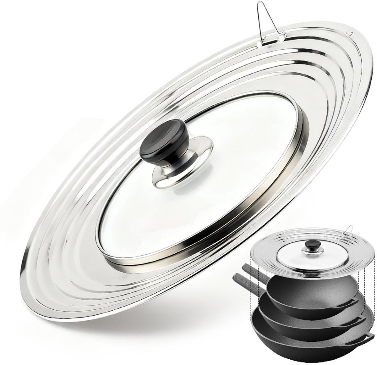 Omgoods - Universele Pan Deksel - Geschikt voor 24/26/28/30/32 cm