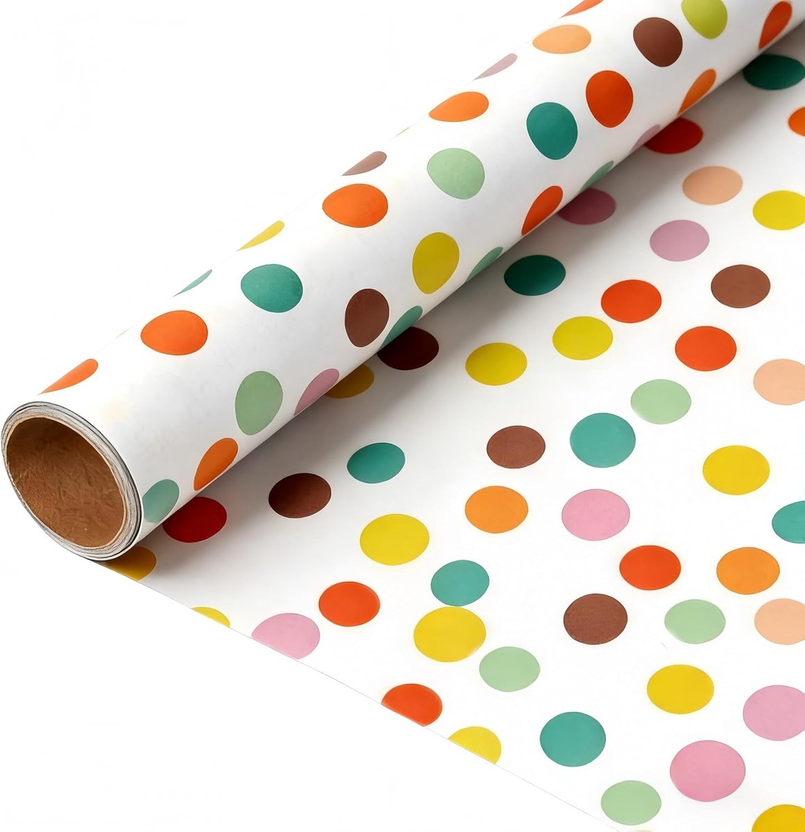 Cadeaupapier, 43 cm x 3 m, mini-rol voor verjaardagen, festivals, perfect voor vrouw, baby, kind-cadeaupapier, kleurrijk