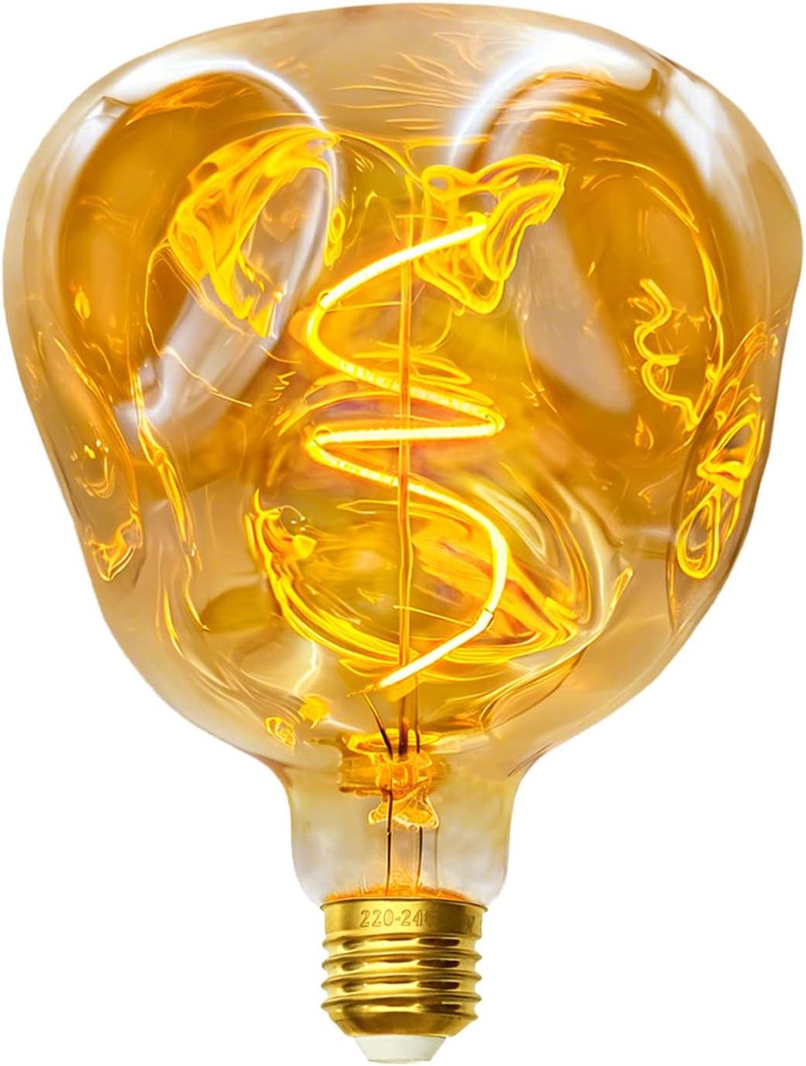 LED Lamp E27, E27 LED Lamp 4W Dimbaar met onregelmatige vormen G125 Φ125mm Retro Gloeilamp voor Huis,Café,Restaurant - Amberkleurig Glas