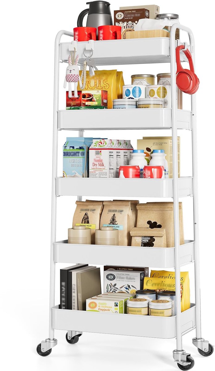 Omgoods - 5-Lagen Metaal Opslag Trolley op Wielen