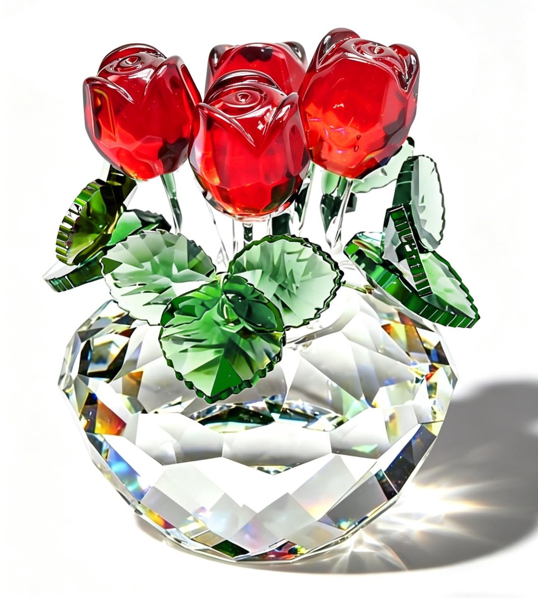 Omgoods - Elegante Rode Kristallen Roos Sculptuur - 11,4 cm Hoog