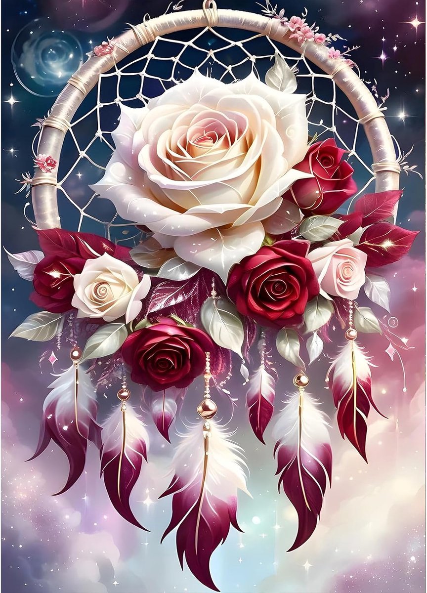 Doe-het-zelf 5D Dreamcatcher Diamond Art Kits, ronde volledige boor fonkelende rozen diamond painting schilderij, Dreamland diamond painting kunst kits handwerk voor volwassenen beginners