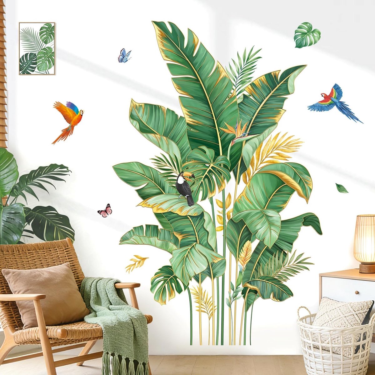 Omgoods - Grote Tropische Palmbladeren Wandstickers - Decoratie voor Woonkamer en TV Achtergrond