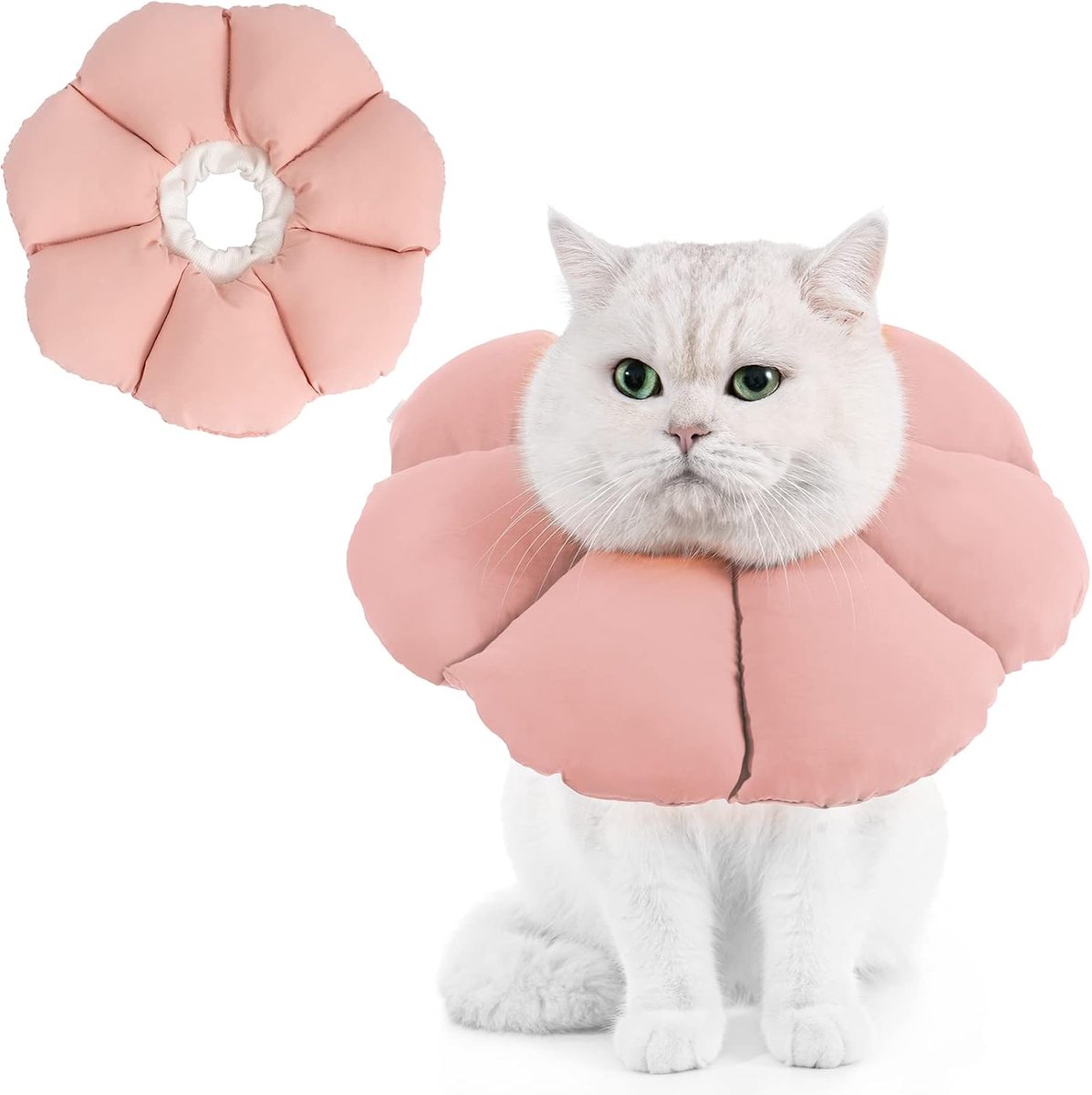 Kattenkegelkraag zachte, verstelbare herstelkraag voor katten kittens puppy's na operatie, Elizabethaanse nekkegel van schaamte alternatief om likken te voorkomen bijten beschermen wonden - roze
